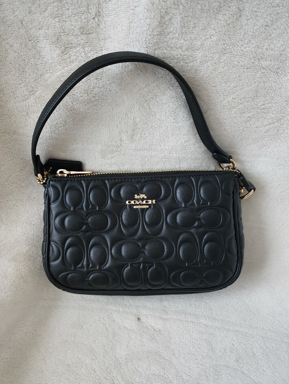 Coach Black Nolita 19 in Quilted Signature Leather with Gold Hardware